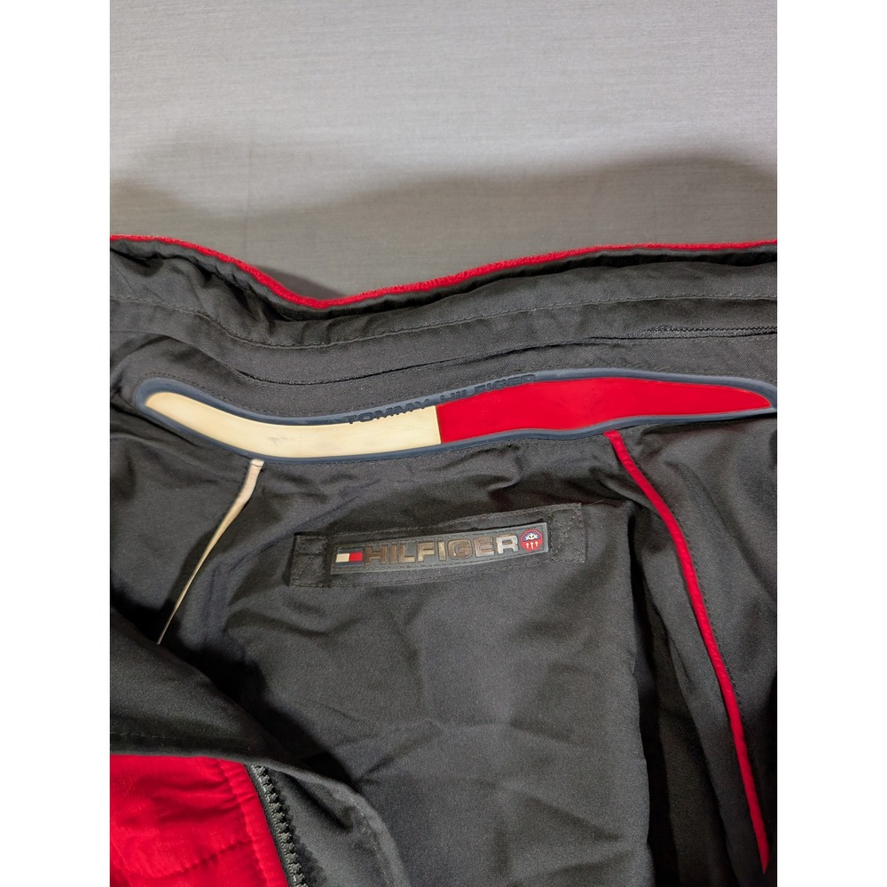 Tommy Hilfiger Reversible Fleece Jacket Red Black Hooded Mens Large Vintage - Picture 13 of 14
